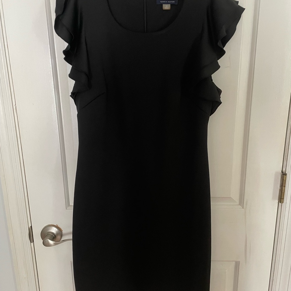 Tommy Hilfiger Black Ruffled Sheath Mini Dress